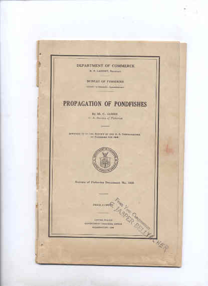 Image for PROPAGATION OF PONDFISHES (Bureau of Fisheries #1036