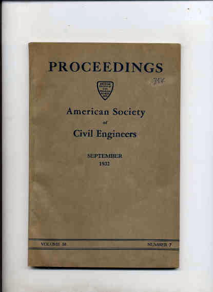Image for PROCEEDINGS OF THE AMERICAN SOCIETY OF CIVIL ENGINEERS SEPTEMBER 1932