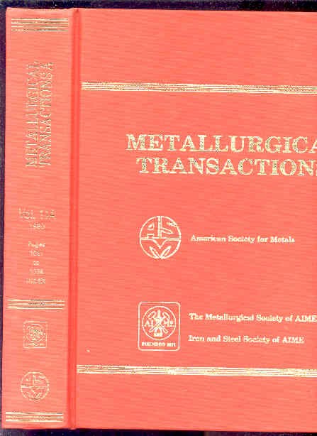 Image for METALLURGICAL TRANSACTIONS VOLUME 11A (1 Vol, Pp1081 to 2038, Index)