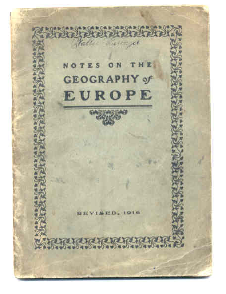 Image for NOTES ON THE GEOGRAPHY OF EUROPE Revised