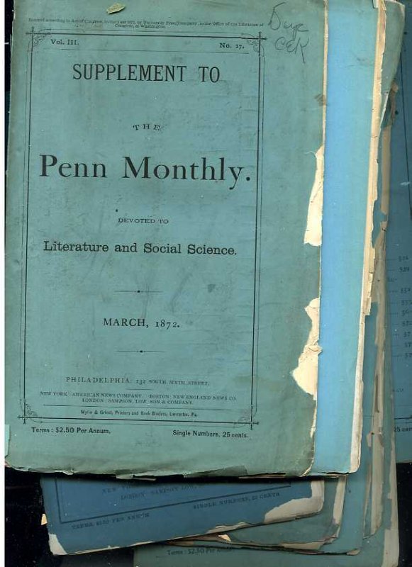 Image for THE PENN MONTHLY MAGAZINE NUMBER 11 VARIOUS ISSUES Devoted to the Literary, Scientific, and Soical Interests of Teh Commonwealth and Teh Nation