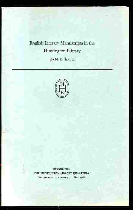 Image for ENGLISH LITERARY MANUSCRIPTS IN THE HUNTINGTON LIBRARY Vol XXXI Number 3 May 1968