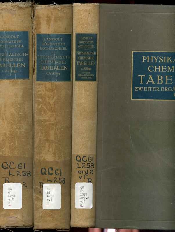 Image for LANDOLT-BORNSTEIN PHYSIKALISCH-CHEMISCHE TABELLEN FUNFTE UMGEARBEITETE UND VERMEHRTE AUFLAGE (COMPLETE IN 5 VOLUMES)