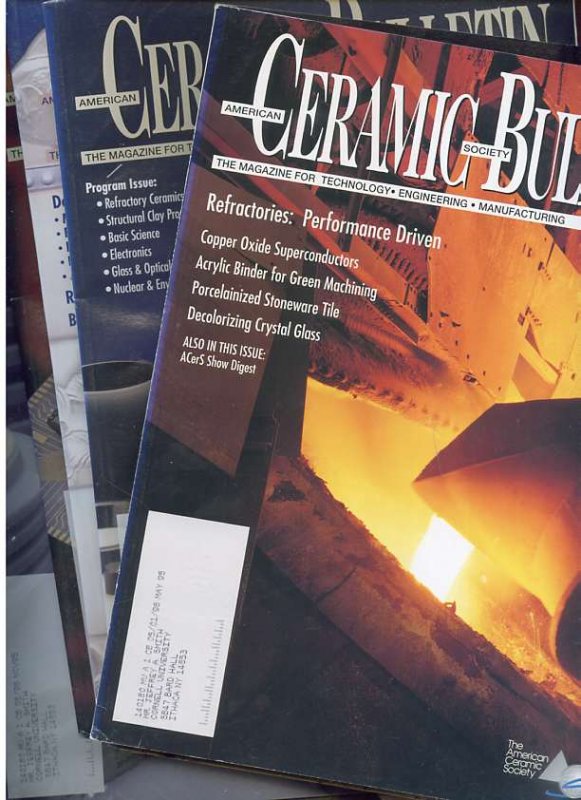 Image for AMERICAN CERAMIC SOCIETY BULLETIN THE MAGAZINE FOR TECHNOLOGY, ENGINEERING, MANUFACTURING Vol 74, Nos 5-12 (8 Magazines)