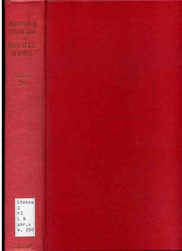 Image for PHILOSOPHICAL TRANSACTIONS OF THE ROYAL SOCIETY OF LONDON Mathematical and Physical Sciences Series "A" Volume 268, 1970-71