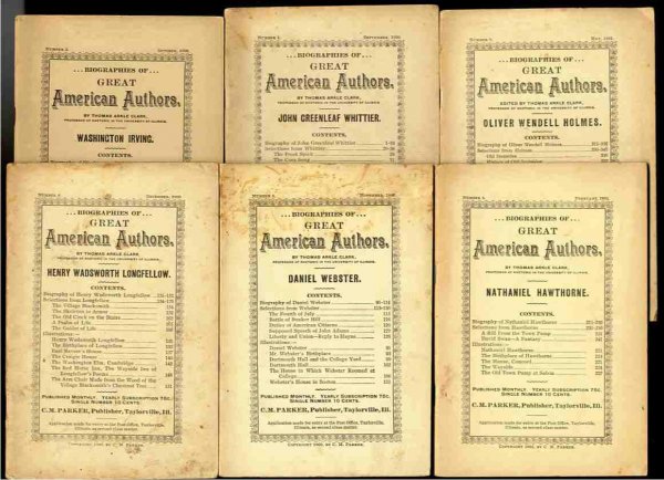 Image for BIBLIOGRAPHIES OF GREAT AMERICAN AUTHORS (7 Pamphlets) John Greenleaf Whittier; Oliver Wendel Holmes; Daniel Webster; Nathaniel Hawthorne; Henry Wadsworth Longfellow; Washington Irving; Alice and Phoebe Cary
