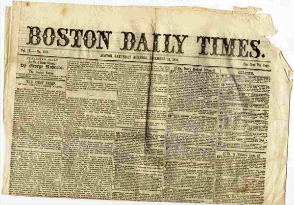 Image for BOSTON DAILY TIMES (NEWSPAPER) DEC 12 1840 Vol IX No. 1377
