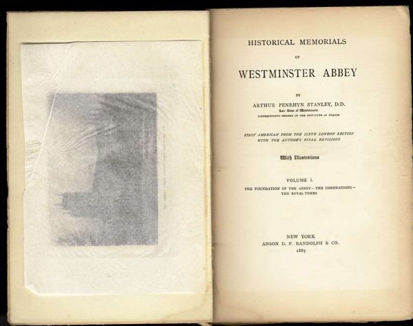 Image for HISTORICAL MEMORIALS OF WESTMINSTER ABBEY (Vol I Only of 3 Vol Set) #479/600 Large Paper Edition