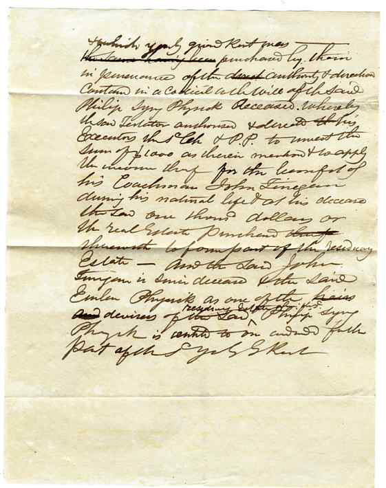 Image for CODICIL TO WILL CIRCA 1820, HANDWRITTEN