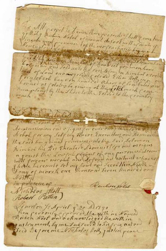 Image for 1790 HOLOGRAPHIC DOCUMENT LINCOLN, PA, NICHOLAS HOLT, ROBERT PATTON, REUBEN NOBEL
