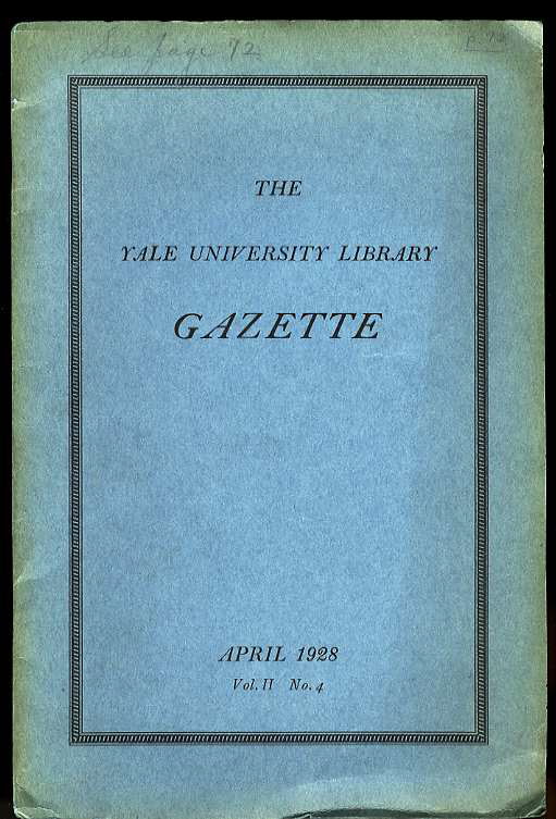 Image for THE YALE UNIVERSITY LIBRARY GAZETTE VOL II NO. 4