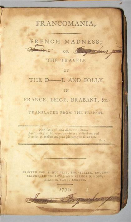 Image for FRANCOMANIA, FRENCH MADNESS; OR, THE TRAVELS OF THE D_L AND FOLLY IN FRANCE, LEIGE, BRABANT