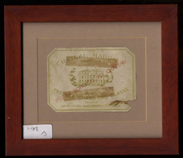 Image for CHATEAUX MARGAUX 1940 PREMIERE GRAND CRU CLASSE FRAMED WINE LABEL