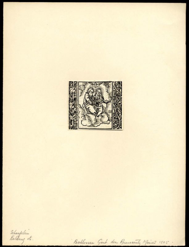 Image for DER BESCHLOSSEN GART DES ROSENKRANTZ MARIE EARLY PRINTING 1505 MOUNTED PLATE {LBC}