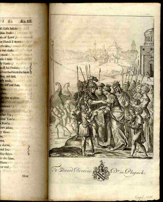 Image for THREE LEAVES INCLUDING 1 COPPER-ENGRAVED PLATE FROM THE 1698 PRINTING OF VIRGIL'S AENEID {LBC}