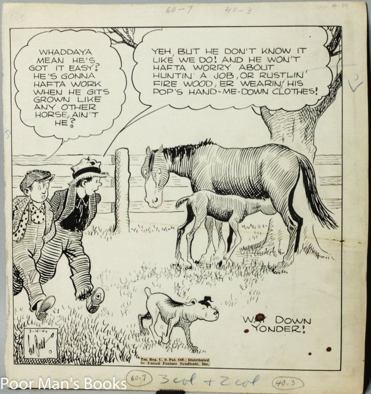 Image for VINTAGE ORIGINAL SIGNED ED DODD CARTOON PANEL NEWSPAPER SERIES "BACK HOME" CREATOR OF "MARK TRAIL" UNITED FEATURE SYNDICATE EPHEMERA