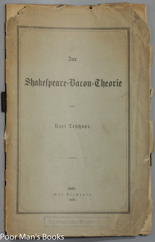 Image for ZUR SHAKESPEARE BACON THEORIE