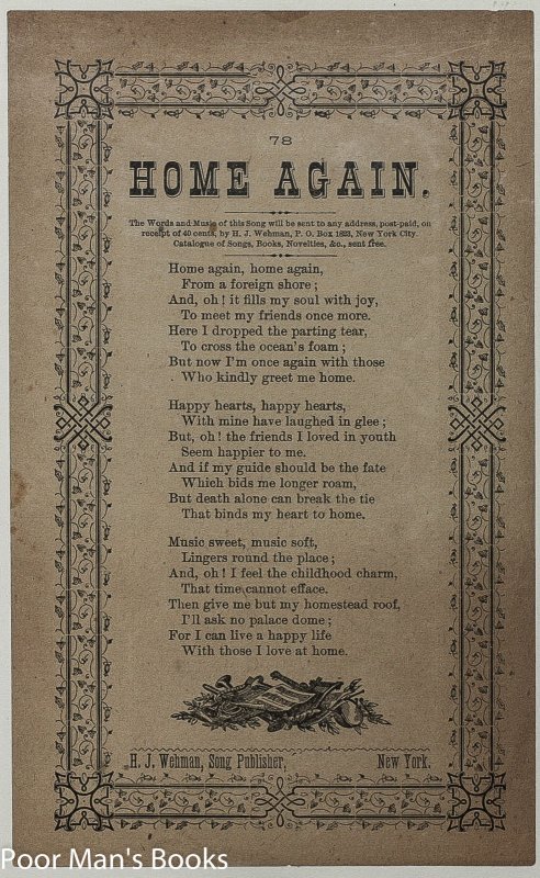 Image for 3 VICTORIAN SONG SHEETS AULD LANG SYNE HOME AGAIN MY COUNTRY 'TIS OF THEE BROADSIDES