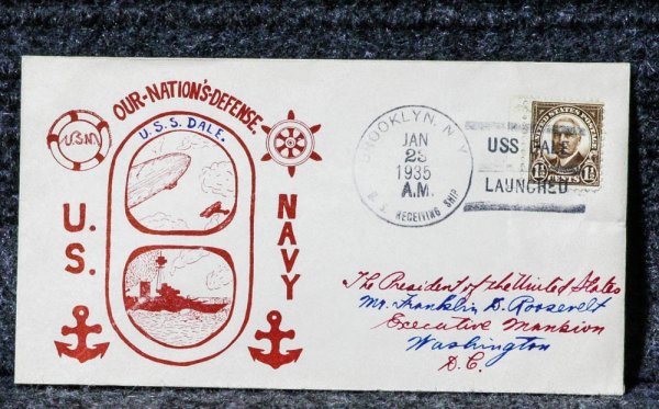 Image for USS DALE NAVAL CACHET ADDRESSED TO FRANKLIN D ROOSEVELT FROM HIS STAMP COLLECTION
