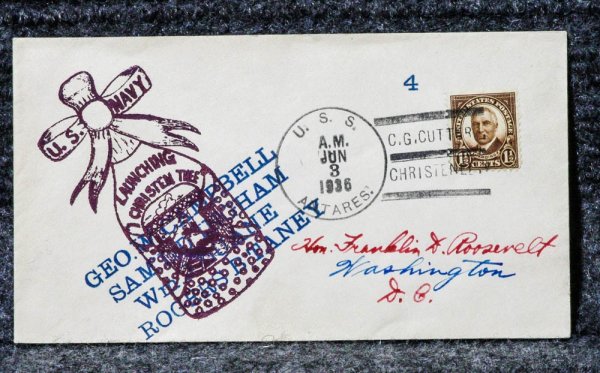 Image for USS ANTARES NAVAL CACHET ADDRESSED TO FRANKLIN D ROOSEVELT FROM HIS STAMP COLLECTION