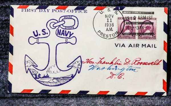 Image for USS PRESTON NAVAL CACHET ADDRESSED TO FRANKLIN D ROOSEVELT FROM HIS STAMP COLLECTION