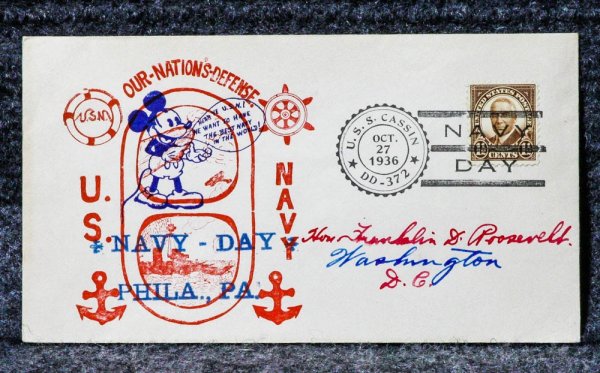 Image for USS CASSIN NAVY DAY NAVAL CACHET ADDRESSED TO FRANKLIN D ROOSEVELT FROM HIS STAMP COLLECTION
