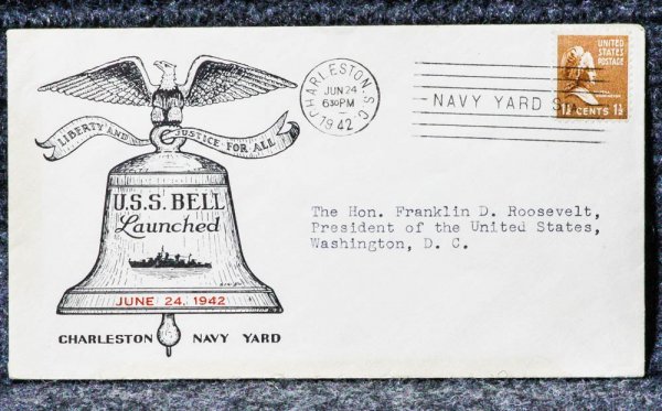 Image for USS BELL NAVAL CACHET ADDRESSED TO FRANKLIN D ROOSEVELT FROM HIS STAMP COLLECTION