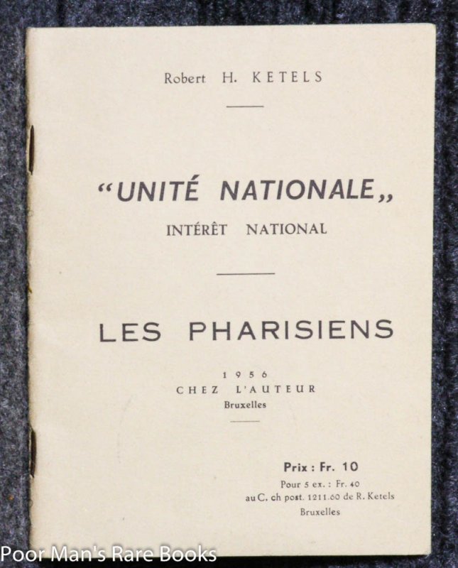 Image for "UNITE NATIONALE". INTERET NATIONAL. LES PHARISIENS