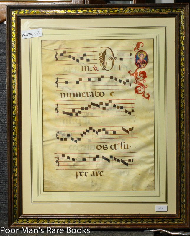 Image for 3 Large Illuminated Vellum Christian Choir Book Leaves In Manuscript Separately Framed C1600 Lbc