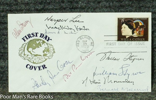 Image for AMERICAN AUTHORS - WILLA CATHER FIRST DAY COVER SIGNED. HARPER LEE, JAMES MITCHENER, ROBERT PENN WARREN, WALLACE STEGNER, ALLEN DRURY