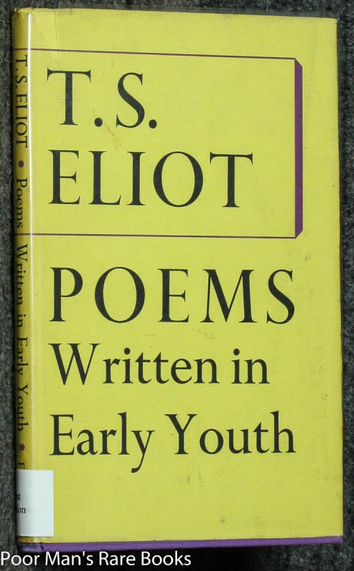 Image for POEMS WRITTEN IN EARLY YOUTH
