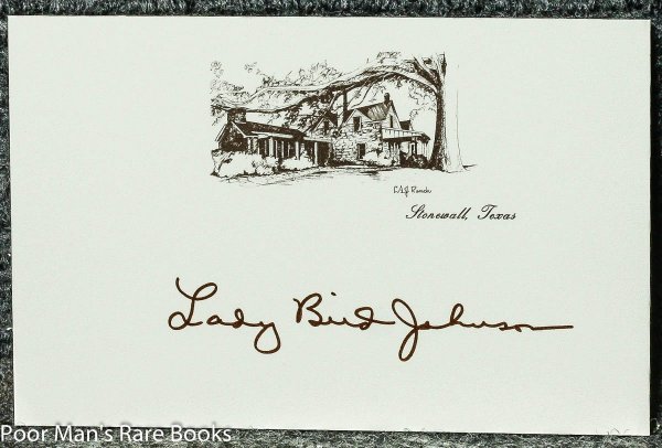 Image for "Lady Bird Johnson" Autograph On Card W/ Stonewall Texas Ranch