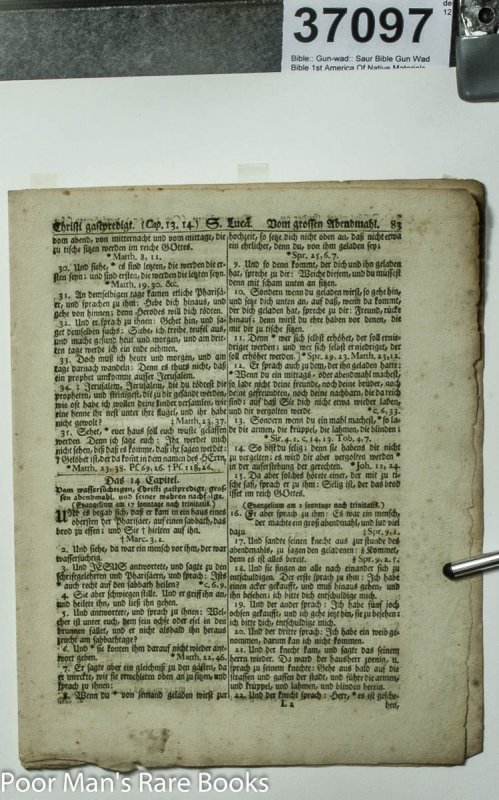 Image for Saur Bible Gun Wad Bible 1st America Of Native Materials Including Type 4 Pages 1776