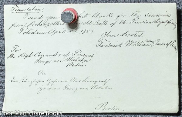 Image for (autographs - Royalty). Manuscript Document Signed. Frederick IV Of Prussia. Potsdam, April 10, 1854