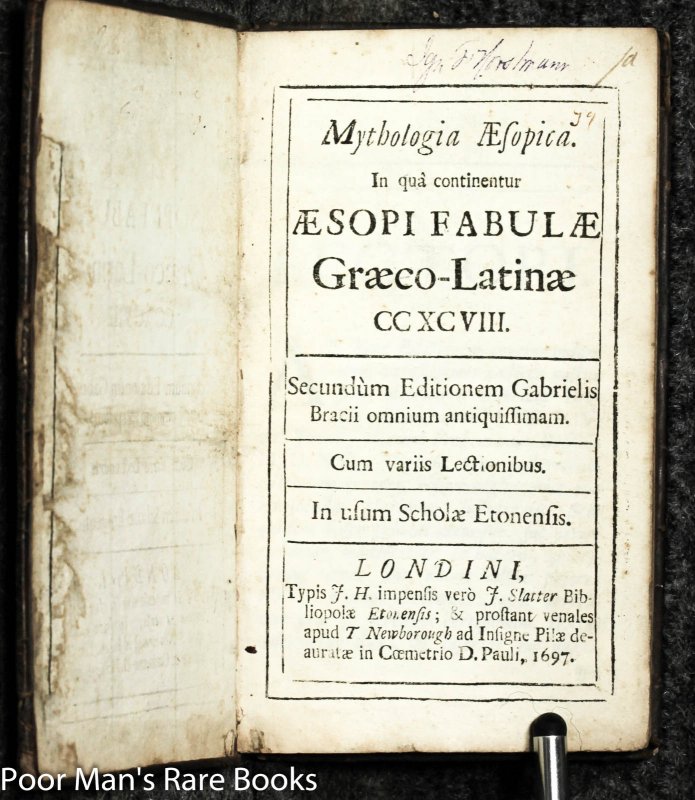 Image for Mythologia Aesopica In Qua Continentur Aesopi Fabulae Graeco-latinae