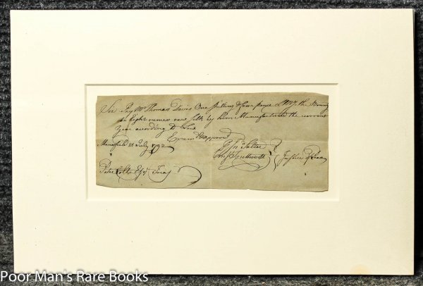 Image for Early American Revoutionary War Pay Order For Raw Silk.