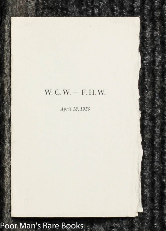 Image for W.C.W. --- F.H.W. April 18, 1959