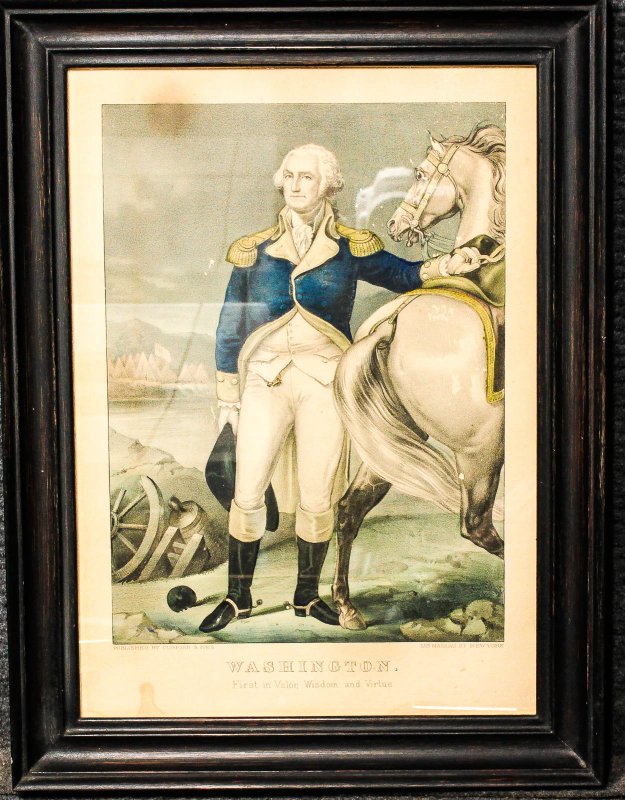 Image for Washington. First In Valor, Wisdom, And Virtue. Hand Colored Lithograph 1860