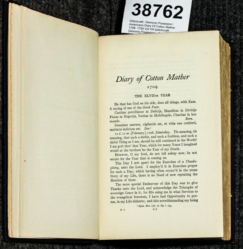 Diary Of Cotton Mather 1709 1724 Vol VIII [ Seventh Series]