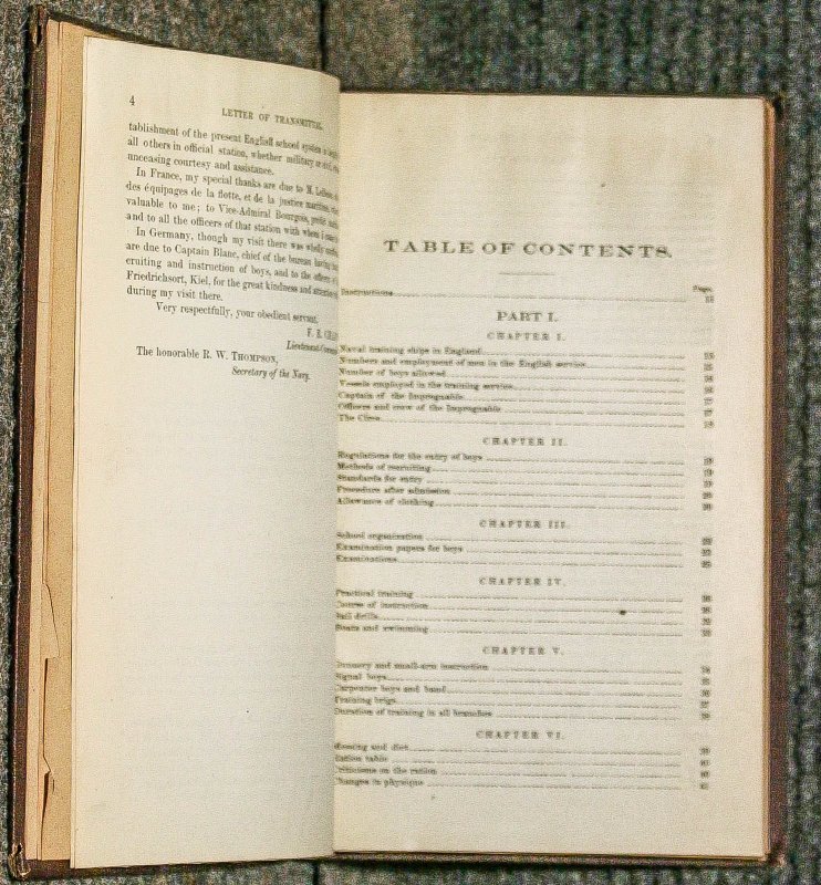 Image for REPORT ON THE TRAINING SYSTEMS FOR THE NAVY AND MERCANTILE MARINE OF ENGLAND AND OF THE NAVAL TRAINING SYSTEM OF FRANCE, MADE TO THE BUREAU OF EQUIPMENT AND RECRUITING, U.S. NAVY DEPARTMENT, SEPTEMBER, 1879