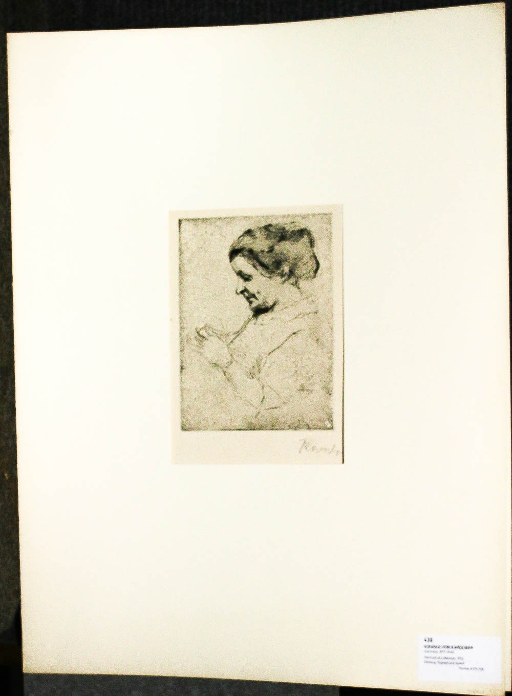 Image for Etching Image Of A Woman Mounted In Folder 17.5 X 23" Fine 1913 Konrad Von Kardorff
