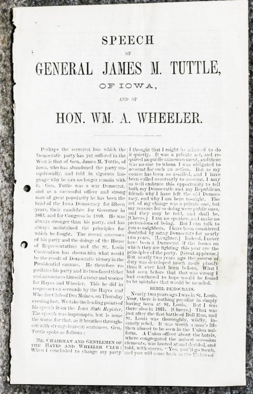 Image for { Lincolniana} Speech Of General James M. Tuttle, Of Iowa, And Of Hon. Wm. A. Wheeler. Extract