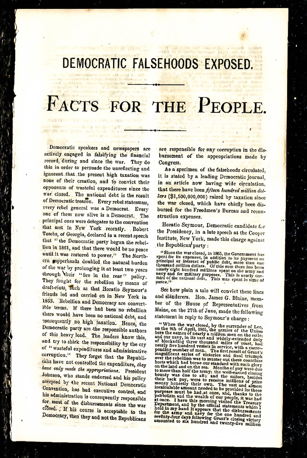 Image for { Lincolniana} Facts For The People 1868 Extract