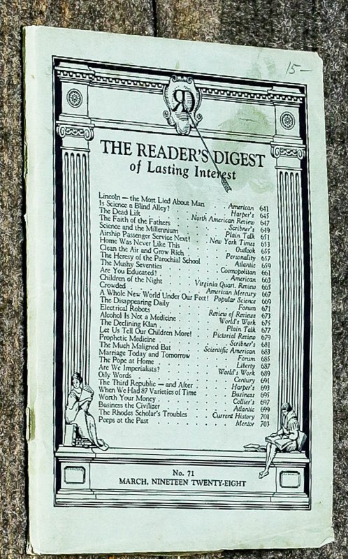 Image for { Lincolniana} The Reader's Digest Of Lasting Interest March.1928,