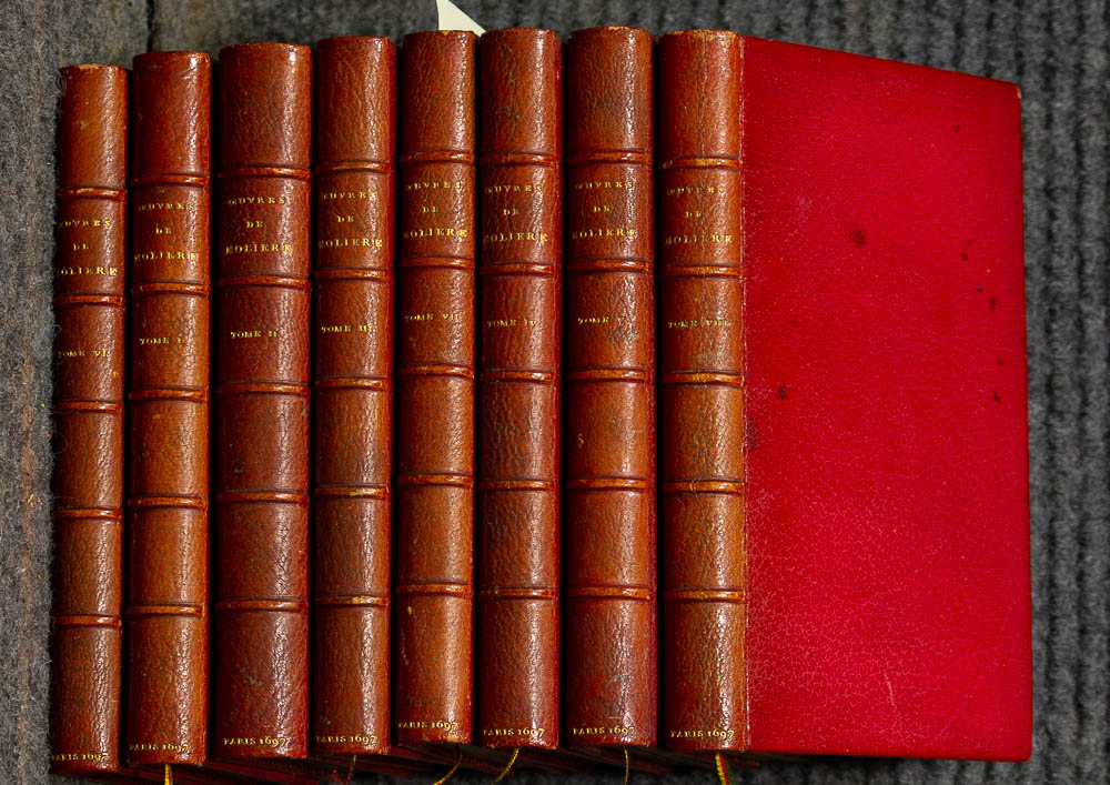 Image for 8 Vols. The Works Of Molière. 2nd Ed. 1697 Fine Red Morocco Leather Uvres De Monsieur De Molière. 30 Engraved Illustrations