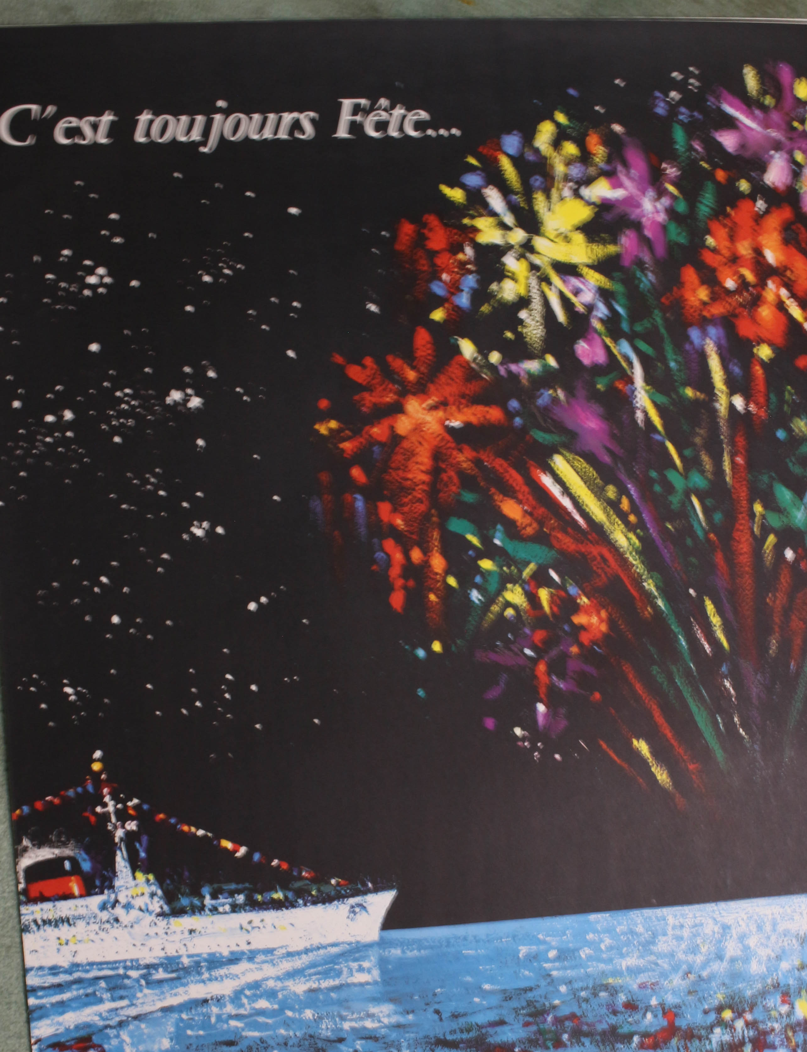 Image for C'est Toujours Fete... Original On Linen, A Bord Des Paquebots De La Cie Cle Transatlantique Cruise Poster 25 X 38 In (62 X 97 Cm)