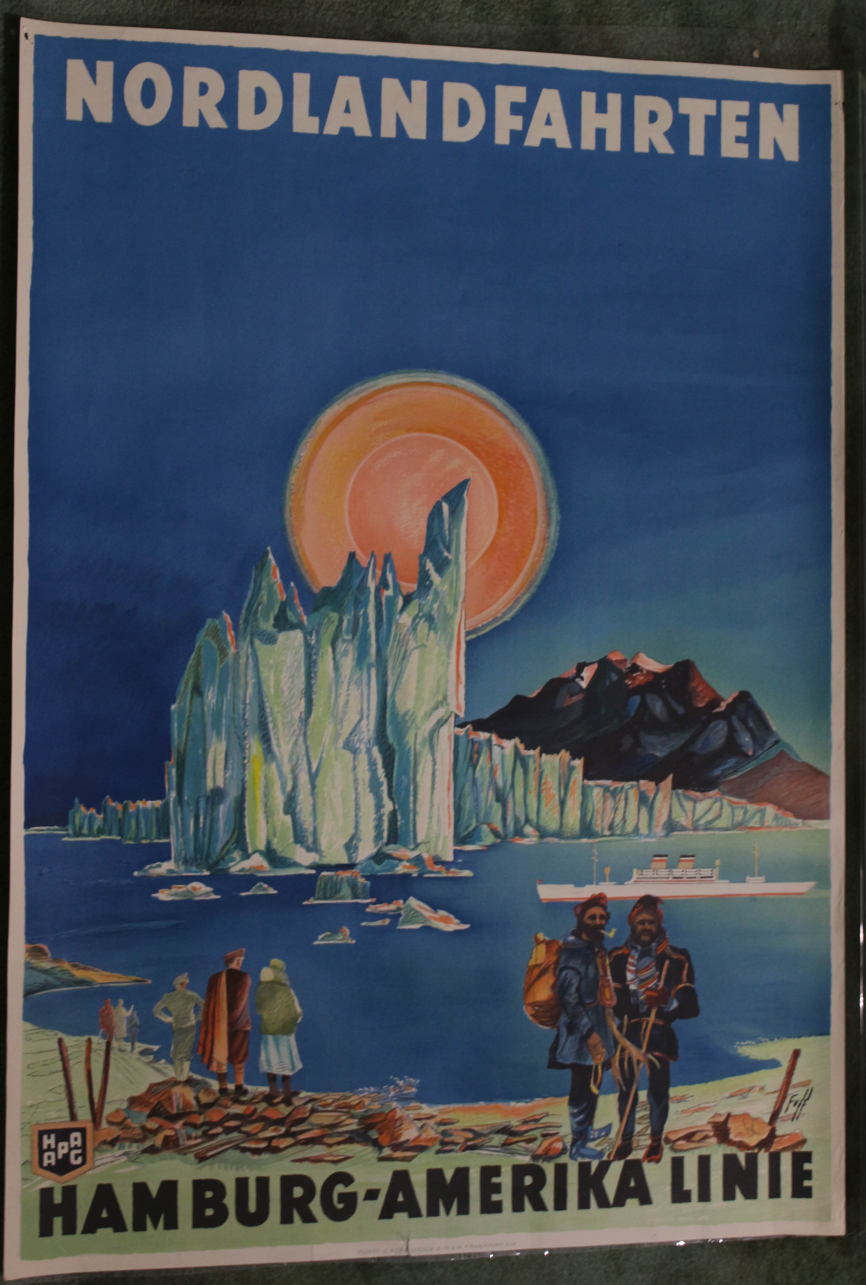 Image for Nordlandfahrten Hamburg-amerika Linie Gruise Poster Midnight Sun Free Domestic Shipping Travel Poster 39073