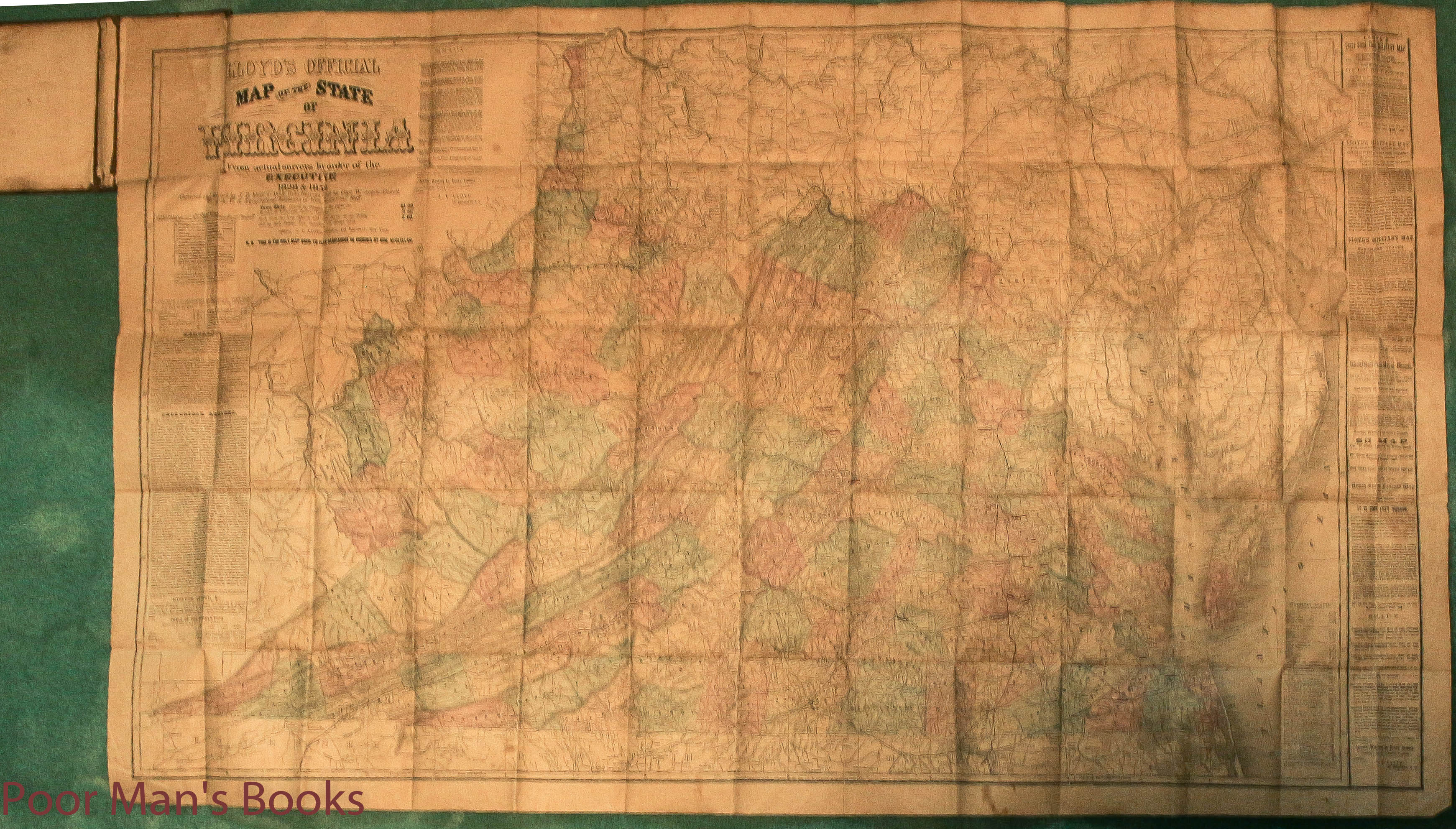 Image for Lloyd's Official Map Of The State Of Vrigina 1862 Large Folded Map Civil War