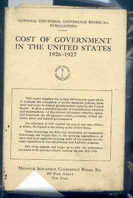 Image for COST OF GOVERNMENT IN THE UNITED STATES 1926-1927