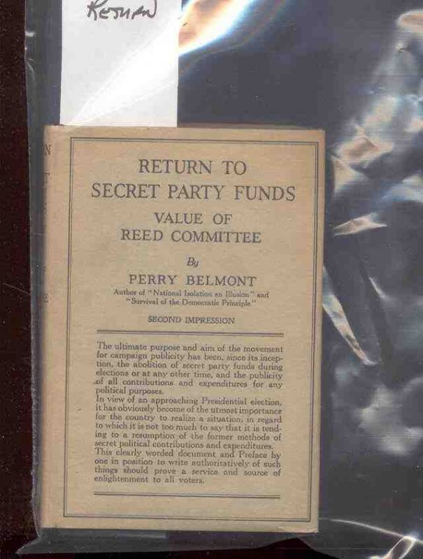 Image for RETURN TO SECRET PARTY FUNDS: VALUE OF REED COMMITTEE